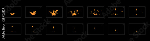 liquid splash animation effect. Sprite sheet of liquid splash. Animation splash effect for cartoon, game, animation or something else.