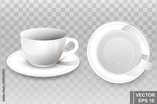 Realistic coffee mug. 3D Vector illustration for mockups. Advertising. For your design.