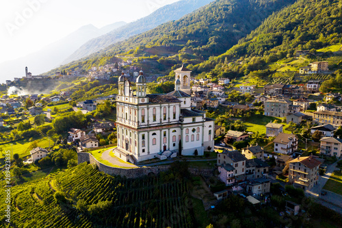 Tresivio - Valtellina (IT) - Santuario della Santa Casa Lauretana (1646) - vista aerea photo