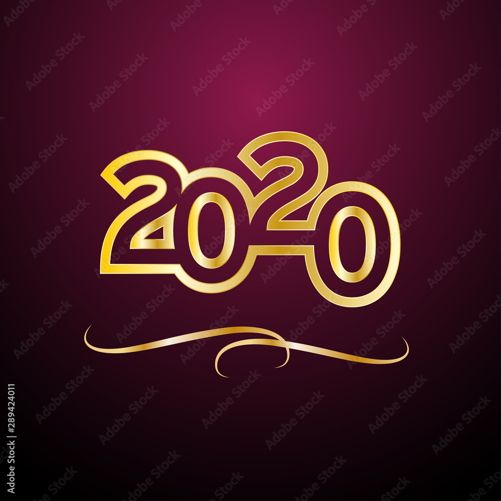 Vector Abstract cover Golden text 2020 on purple background Vector Abstract cover Golden text 2020 on purple background