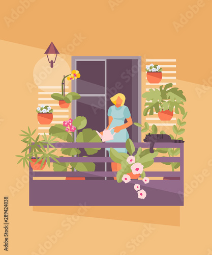 Garden on the balcony vector
