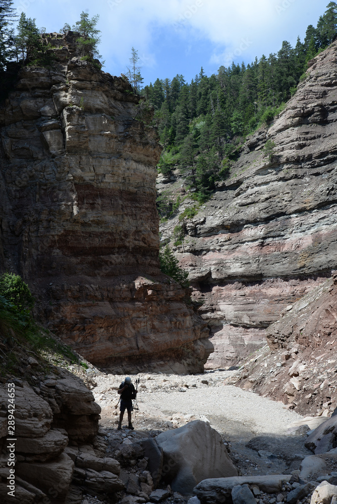Wanderer in der Bletterbachschlucht Wanderer in der Bletterbachschlucht