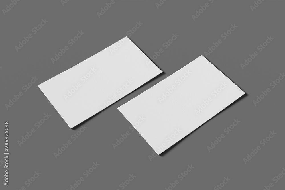 Two Mockup blank business or name card on a gray background. 3D rendering Two Mockup blank business or name card on a gray background. 3D rendering