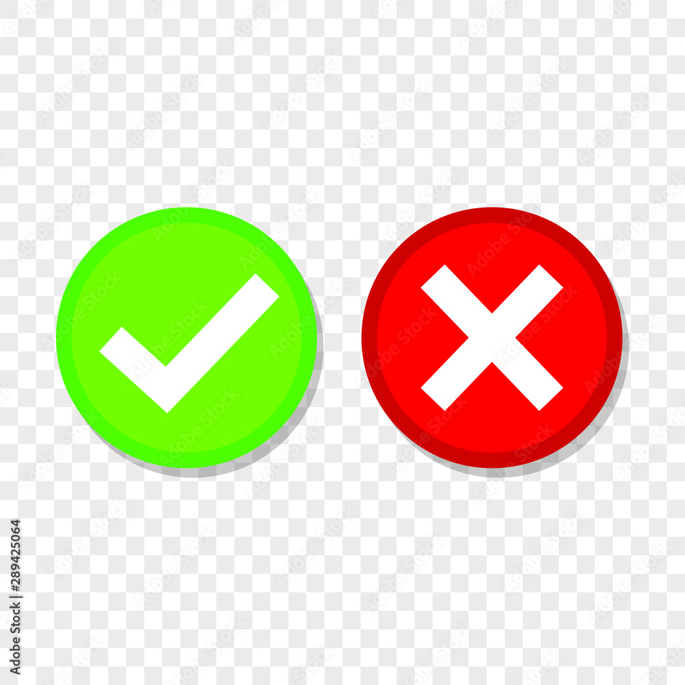 Check box list icons true and false set, green and red isolated on transparent background. Check box list icons true and false set, green and red isolated on transparent background.