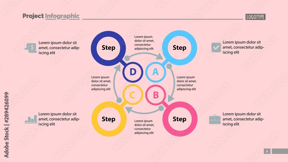 Four steps process chart slide template. Business data. Option, diagram ...