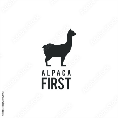 alpaca logo simple black bold animal icon design idea