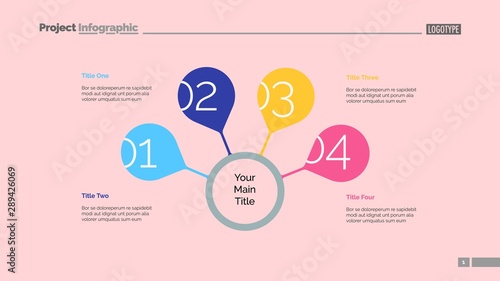 Four steps for success slide template. Business data. Graph, diagram. Creative concept for infographic, presentation, report. Can be used for topics like strategy, training, research