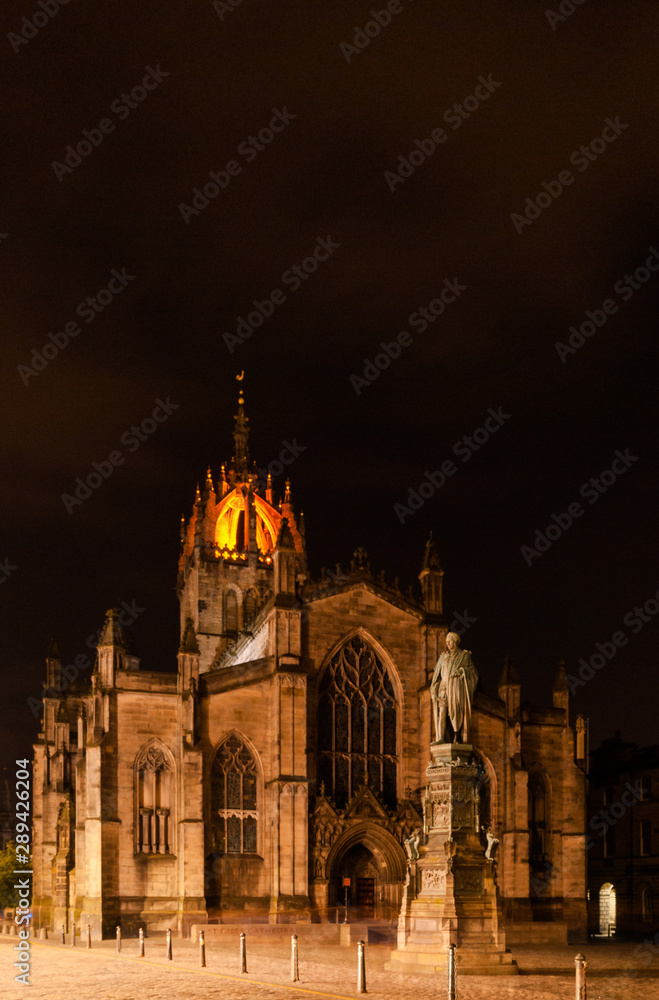 Facade Of St Giles Cathedral By Night