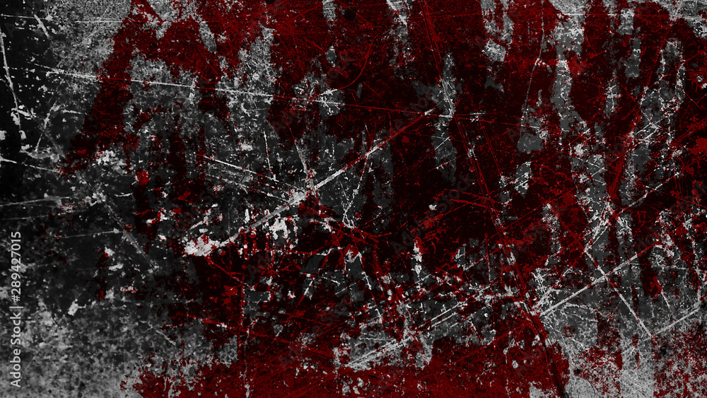 grunge halloween background with blood splash space on wall Stock Photo