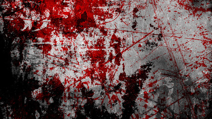 grunge halloween background with blood splash space on wall