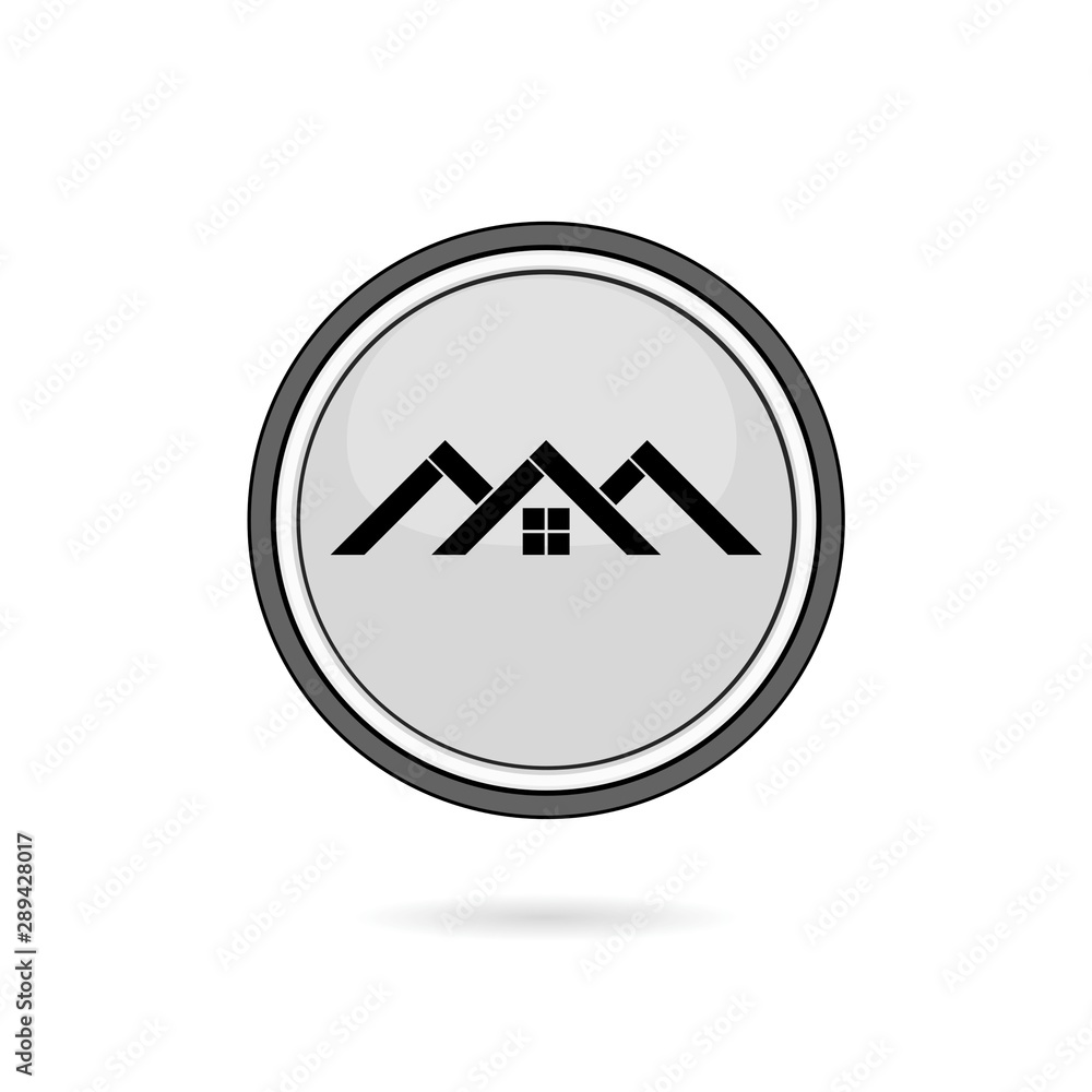 Roof of house button on white background Roof of house button on white background