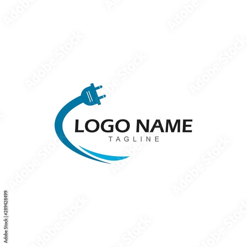 Electrical plug logo vector icon illustration design 