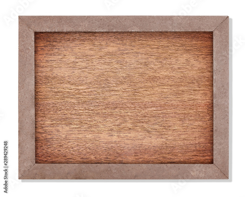 wood texture in metal rust frame isolated on white with clipping path