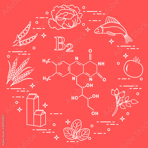 Foods rich in vitamin B2. Fish, peas and other.