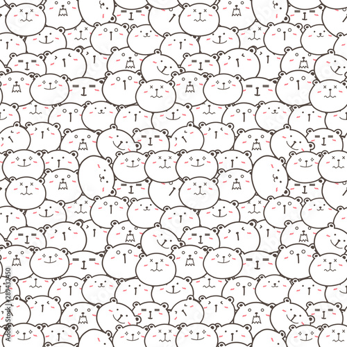Cute bear seamless pattern background. Vector illustration.