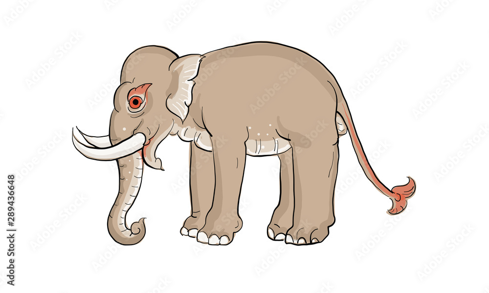 Fototapeta premium elephant in Thai traditional painting, tattoo