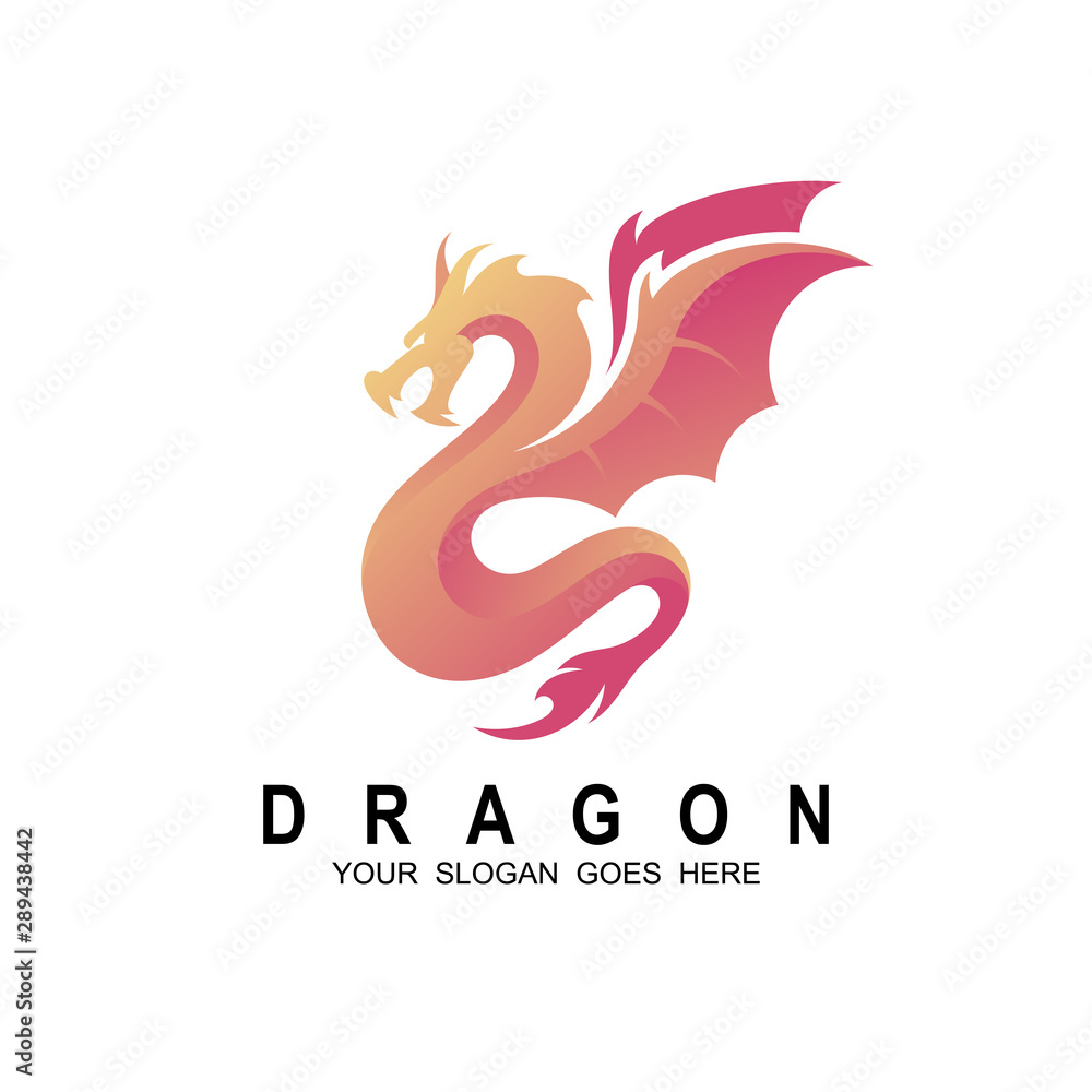Dragon logo, Business card Elements for Brand Identity,Vector template. red logo with dragon icon Dragon logo, Business card Elements for Brand Identity,Vector template. red logo with dragon icon