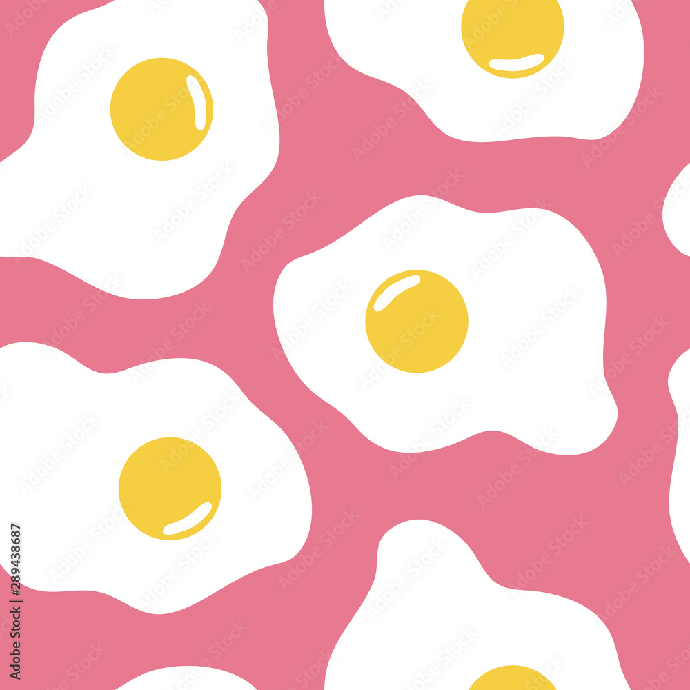 Vector seamless pattern of scrambled eggs on pink background