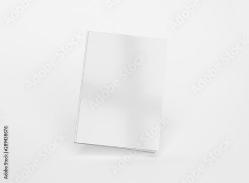 Blank A4 book hardcover mockup floating on white background 3D rendering © sdecoret