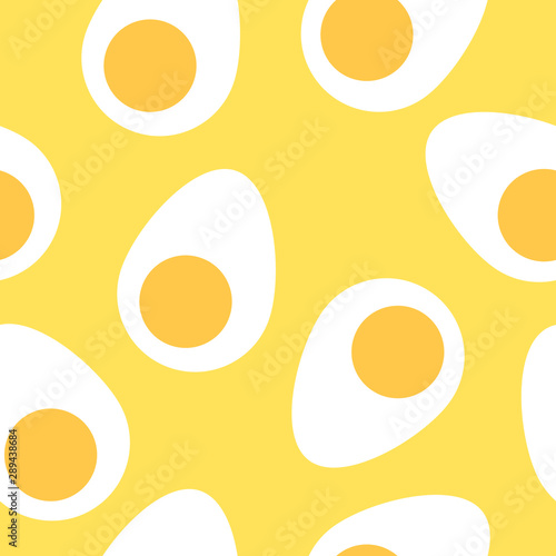 Vector seamless pattern of eggs on yellow background