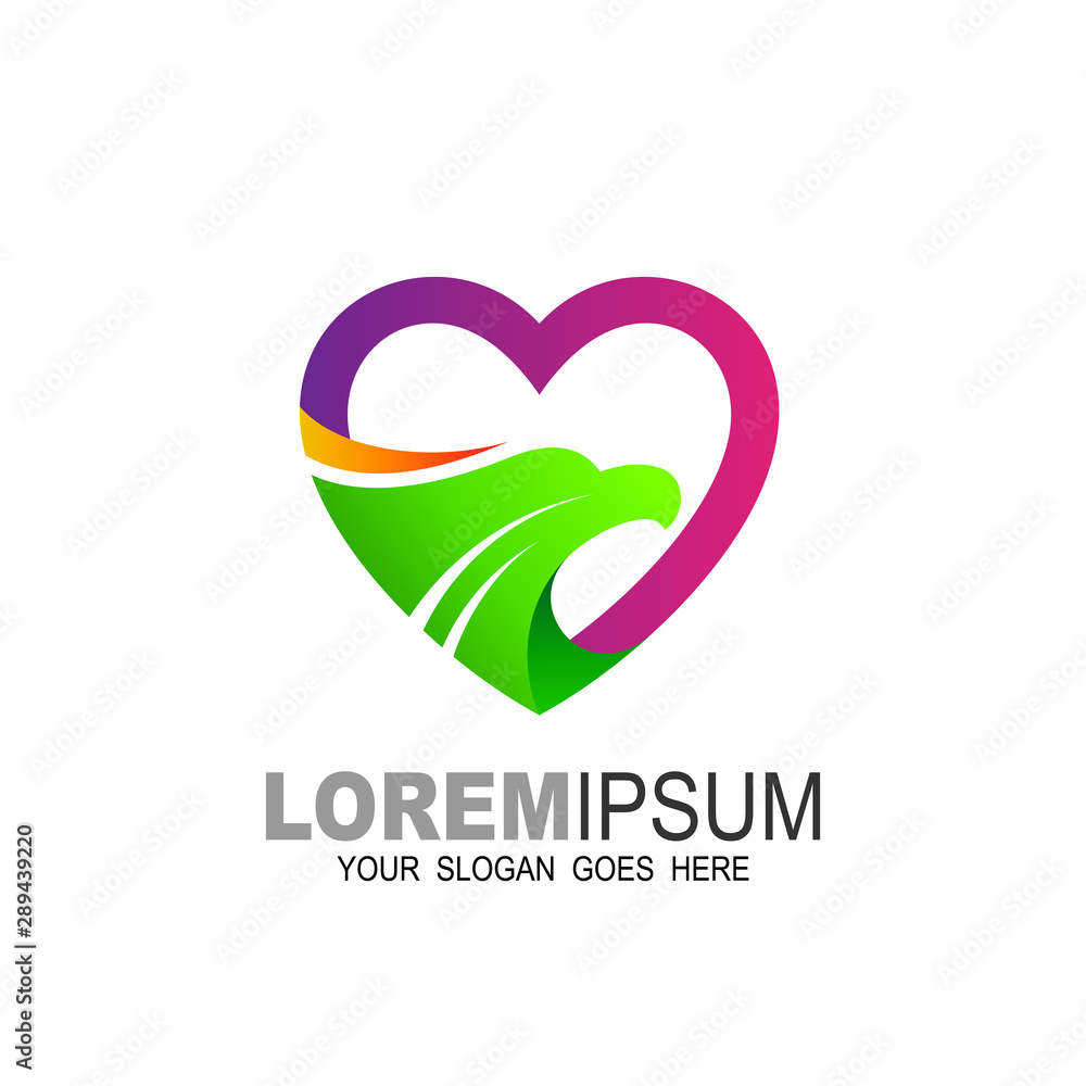 Love logo with eagle design vector, line logo design simple Love logo with eagle design vector, line logo design simple