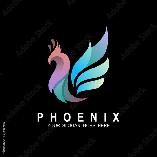 Fototapeta Naklejka Na Ścianę i Meble -  Phoenix logo with colorful design illustration, Eagle logo , flying bird icon