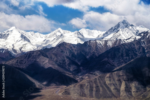 Stok Kangri mountain summit in Ladakh, Jammu and Kashmir, India, the highest peak in Stok Range of the Himalayas.
