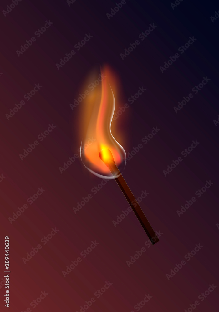lighted match on a dark background in a realistic style. Vector illustration. lighted match on a dark background in a realistic style. Vector illustration.