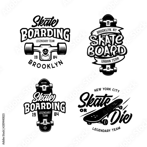Skateboarding t-shirt design set. Vector vintage illustration.