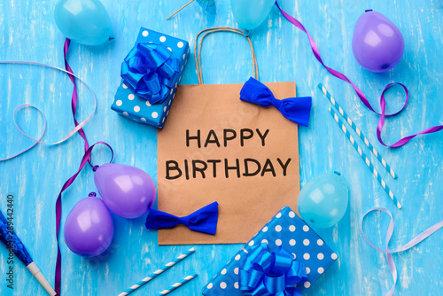 Photography Birthday horizontal card in blue