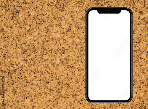 Smartphone similar to iphone 11 pro max with blank white screen for Infographic Global Business Marketing Plan , mockup model similar to iPhonex isolated Background of ai digital investment economy. photo