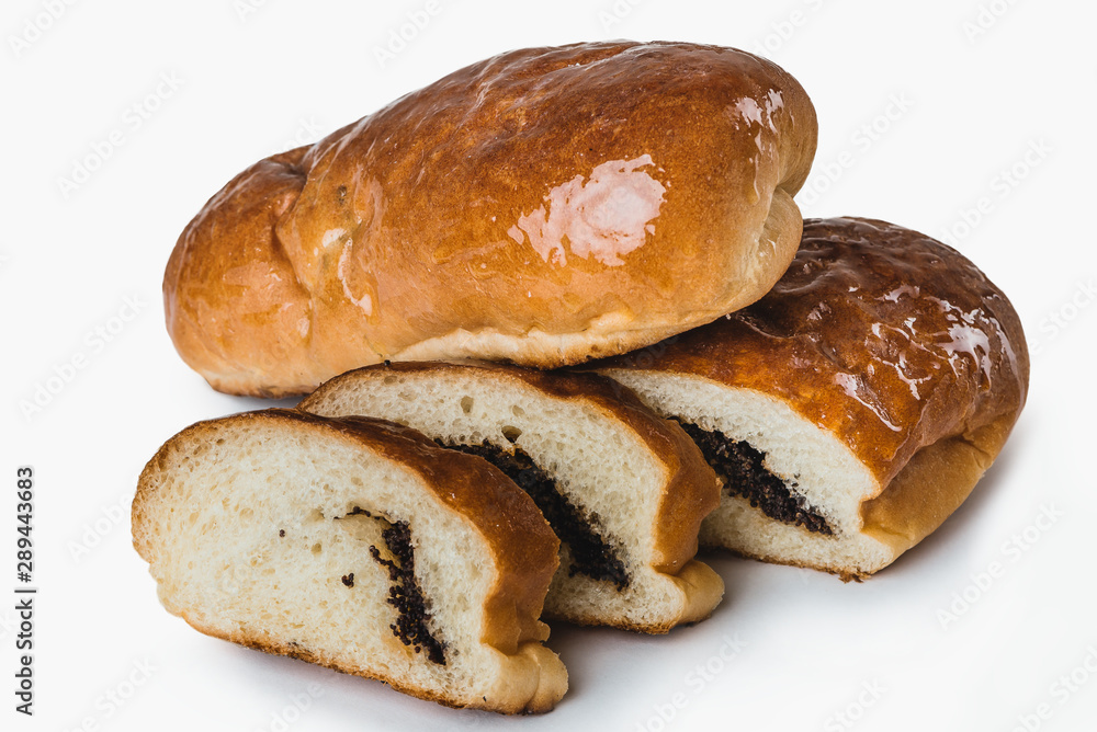 bakery products on white background