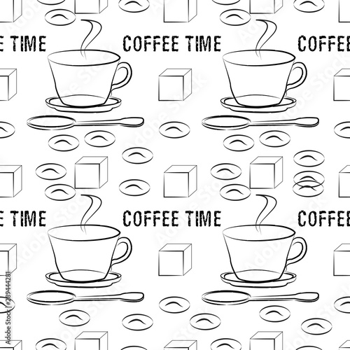 Coffee cups on a white background seamless pattern