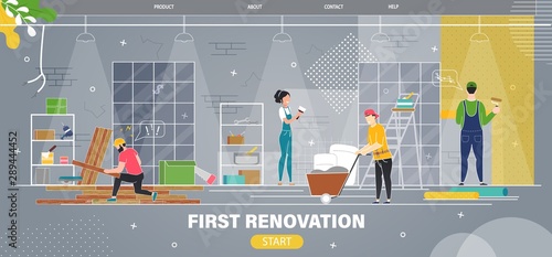 Apartment First Renovation Flat Vector Web Banner