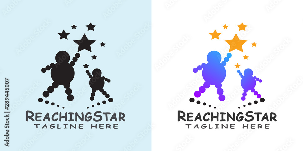 child logo reaching for the star, kids dream icon -vector child logo reaching for the star, kids dream icon -vector