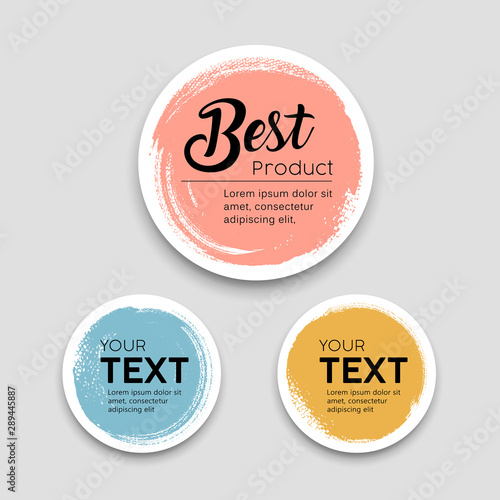 Colorful label paper circle brush stroke best products style collections, vector illustration