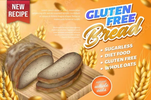 Fresh Natural Oats Whole Bread Put on Wood Board