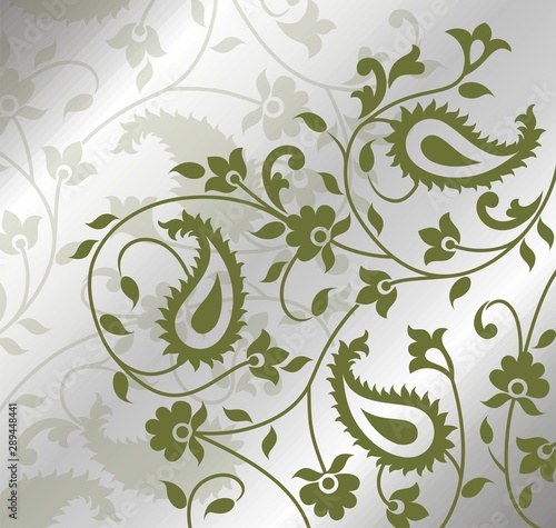 Colorful paisley floral pattern , textile swatch , India	