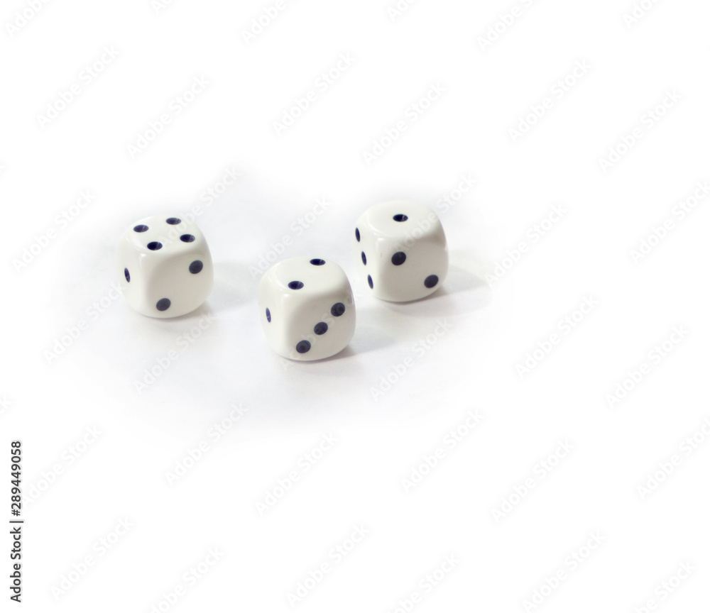 White six sided dices isolated on white White six sided dices isolated on white