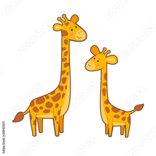 Cute cartoon set of giraffes