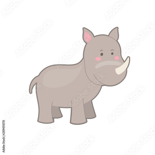 Cute rhino on white background