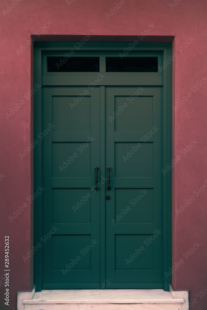 old wooden door dark turkus