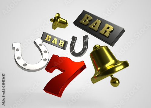 Slots Symbols Slot Machine Reel Casino 3D Render