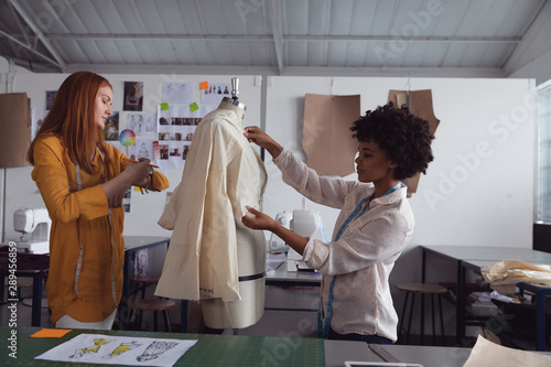 Young students working on a project at a fashion college photo