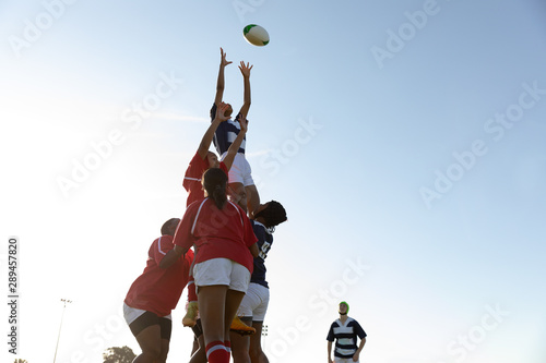 Young adult female rugby match