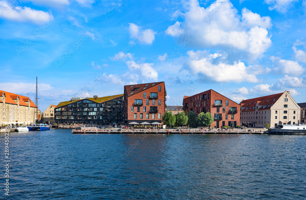 Modern architecture in historic center of Copenhagen, Denmark in sunny summer day