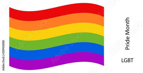  LGBT Pride Month. Lesbian, gay, bisexual, transgender rainbow flag. Poster, card, banner, background