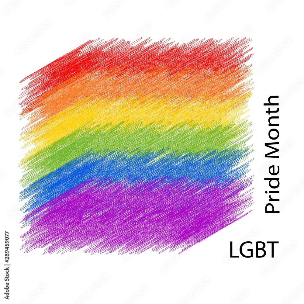  LGBT Pride Month. Lesbian, gay, bisexual, transgender rainbow flag. Poster, card, banner, background