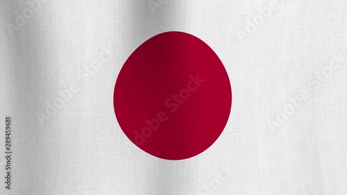 Realistic cotton flag of Japan as a background. Seamless looping animation of grunge Japanese national waving flag with fabric texture