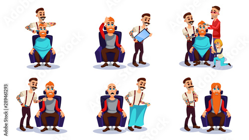 Barbershop Service, Male Characters Do Haircut.